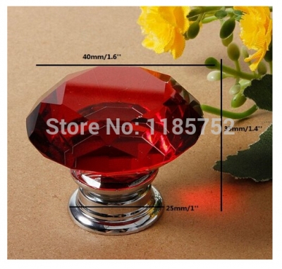 8PCS Brand 40mm Wine Red Glass Crystal Cabinet Pull Drawer Handles For Furniture China Cabinet Knobs Kitchen Door Free Shipping