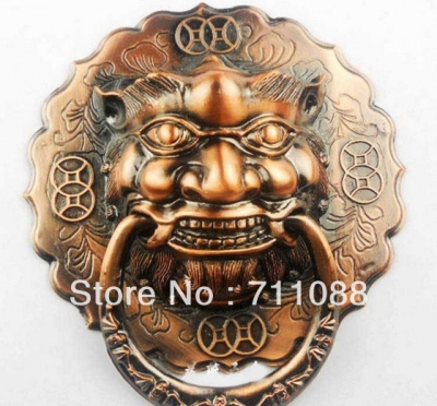 LT Antique lion head door knocker handle Chinese unicorn beast handle diameter 12mm [Bronzeknob-49|]