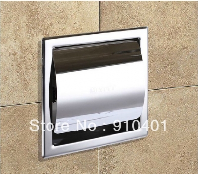 Modern Square Polished Chrome Brass Toilet Paper Holder Tissue Box Wall Mounted
