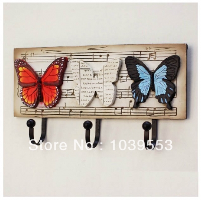 Music Butterfly Modern Home Decoration Creative Coat Hooks Wall