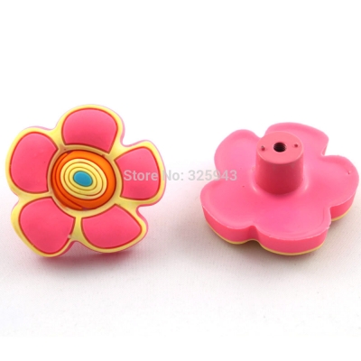 Pink Flower rubber drawer knob sepcial for Kids furniture Cabinet drawer Pull knobs & Handle