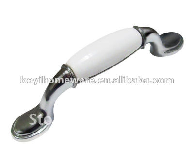 Silver zinc+white ceramic kitchen cabinet knobs/ drawer handles/ dresser knobs/ door handles/ furniture hardware wholesale A0-PC