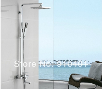 Wholesale And Retail Promotion Chrome Rain Shower Faucet Set Shower Units mixer Tap 8" Square Head Tub Mixer