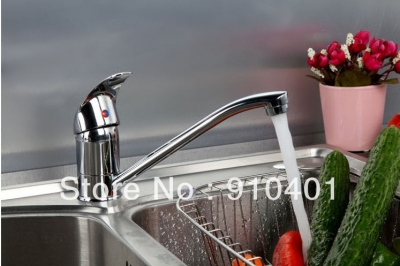 Wholesale And Retail Promotion Deck Mount Chrome Brass Kitchen Faucet Swivel Spout Sink Mixer Tap Single Lever [Chrome Faucet-1009|]