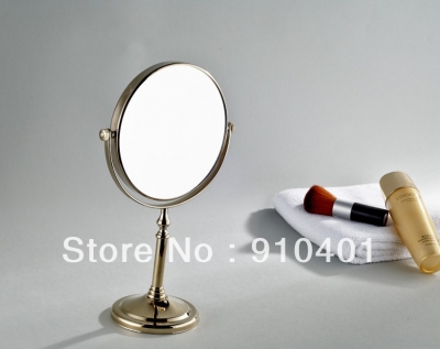 Wholesale And Retail Promotion Deck Mounted Golden Finish Bathroom Double Side Magnifying Makeup Mirror Brass