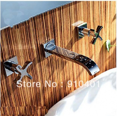 Wholesale And Retail Promotion Luxury Solid Brass Bathroom Faucet Waterfall Basin Sink Mixer Tap Dual Handles
