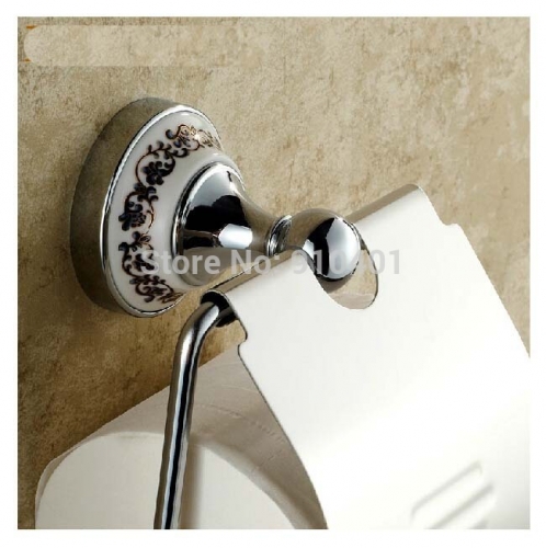 Wholesale And Retail Promotion NEW Ceramic Chrome Brass Wall Mounted Toilet Paper Holder Waterproof Tissue Bar