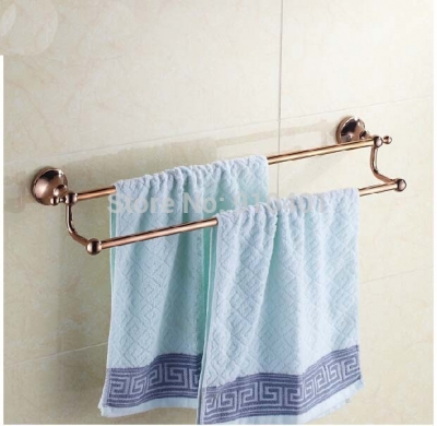 Wholesale And Retail Promotion NEW Rose Golden Wall Mounted Bathroom Towel Rack Holder Dual Towel Bar Hangers