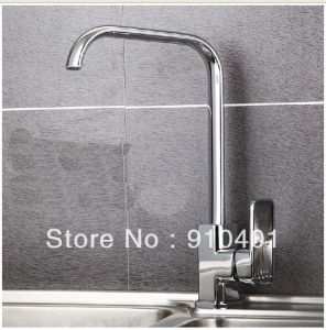Wholesale And Retail Promotion Square Style Chrome Brass Kitchen Faucet Single Handle Swivel Spout Mixer Tap