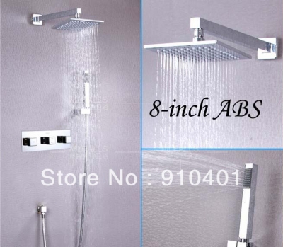 Wholesale And Retail Promotion Wall Mounted Chrome Brass Shower Faucet Set 8" Square Rain Shower Hand Unit Tap