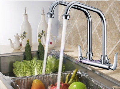 Wholesale And Retail Promotion Wall Mounted Kitchen Sink Faucet Dual Swivel Spout Single Hole For Cold Water