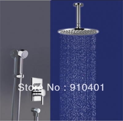 Wholesale And Retail Promotion celling mounted 8" rainfall round shower faucet set with hand shower chrome finish
