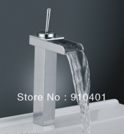Wholesale and Retail Promotion Modern Chrome Brass Single Handle Waterfall Bathroom Basin Faucet Swivel Handle
