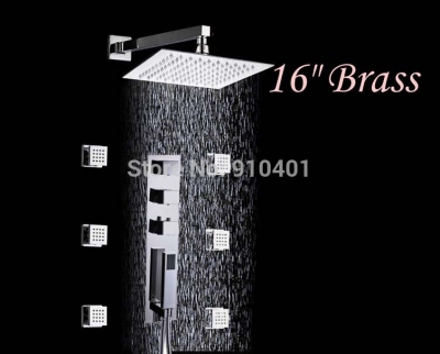 wholesale and retail Promotion Wall Mounted 16" Rain Shower Faucet Thermostatic Shower W/ Hand Shower Mixer Tap