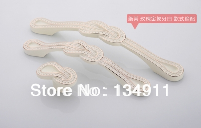 12pcs Ivory White Golden European-style Closet Knobs Single Hole Kitchen Handles Handshandle Furniture Drawer Pull