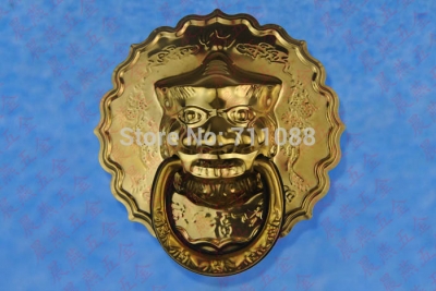 Antique gold-plated stainless steel handle large lion head door knocker doorknob unicorn beast keeper diameter 22cm [Bronzeknob-81|]