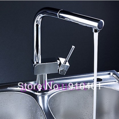 Contemporary Single Handle Solid Brass Pull Out Kitchen Faucet Vessel Mixer Tap Chrome Finish Hot & Cold Tap
