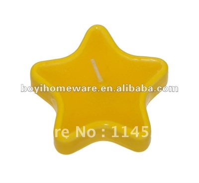 Holiday Sale Ceramic yellow star shaped colored candle holders with wax candle wholesale and retail 500pcs/lot