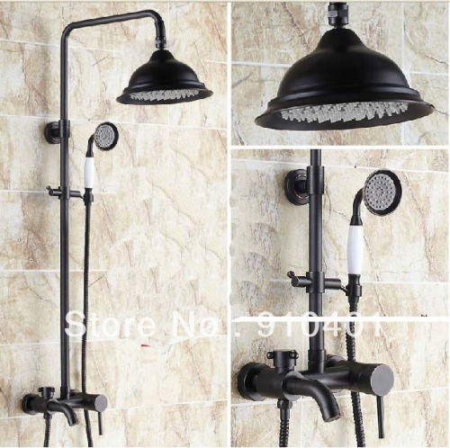 Wholdsale And Retail Promotion Oil Rubbed Bronze Brass 8" Round Rain Shower Faucet Set Tub Mixer Shower Column