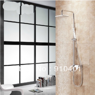 Wholeale And Retail Promotion Luxury Wall Mounted 8" Rain Square Bathroom Shower Faucet With Handheld Shower