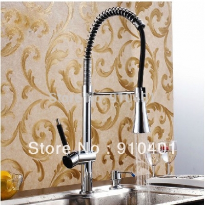 Wholesale And Retail Promotion LED Color Changing Pull Out Chrome Brass Kitchen Faucet Single Handle Mixer Tap