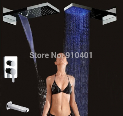 Wholesale And Retail Promotion LED Color Changing Single Handle Bathtub Faucet Waterfall Rain Shower Mixer Tap