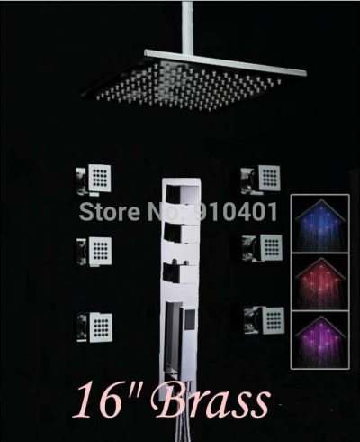 Wholesale And Retail Promotion Large 16" LED Shower Head Thermostatic Valve Body Jets Sprayer Hand Shower Mixer