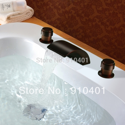 Wholesale And Retail Promotion Luxury Oil Rubbed Bronze Waterfall Basin Sink Faucet Dual Handle 3 PCS Mixer Tap