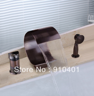 Wholesale And Retail Promotion Luxury Oil Rubbed Bronze Waterfall Bathroom Tub Faucet 3 PCS Shower Mixer Tap