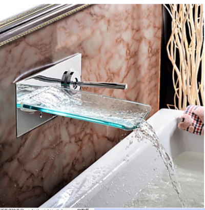 Wholesale And Retail Promotion Modern Wall Mounted Chrome Glass Waterfall Spout Single Handle Sink Mixer Tap