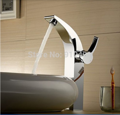 Wholesale And Retail Promotion NEW Deck Mounted Chrome Brass Bathroom Basin Faucet Single Handle Sink Mixer Tap