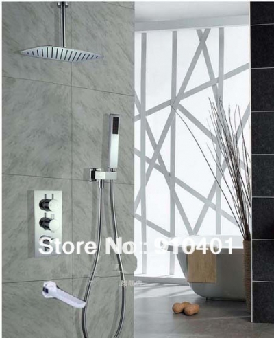 Wholesale And Retail Promotion Wall Mounted 3 Water Out Way Thermostatic 8" Rain Shower Faucet Tub Mixer Tap