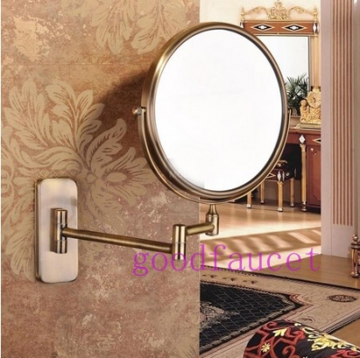antique bronze 100 % solid brass mirror makeup magnifying mirror brass round mirror 8 inch fual faces wall mount [Make-up mirror-3580|]