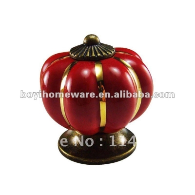 new cabinet red ceramic door Pumpkin shape kitchen Christmas style drawer handle and knob NG R88-AB