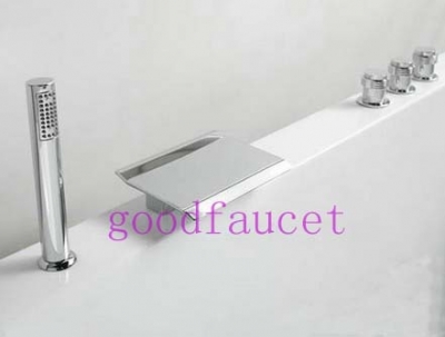 wholesale deck mounted waterfall bathroom faucet bathtub & shower mixer tap 5pcs bathroom faucets three handles [5 PCS Tub Faucet-167|]