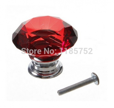 10PCS/LOT 40mm Wine Red Glass Crystal Cabinet Pull Drawer Handles For Furniture China Cabinet Knobs Kitchen Door Free Shipping