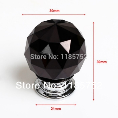30mm Brand New Sparkle Black Glass Crystal Cabinet Pull Drawer Handle Kitchen Door Wardrobe Cupboard Knob Free Shipping