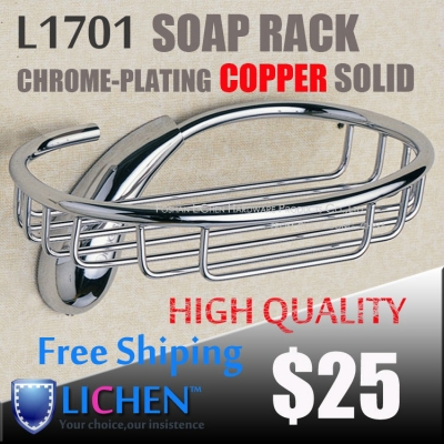 China Factory LICHEN L1702 Modern Chrome plating Copper Brass Soap Dishes Bathroom Accessories