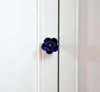 Handmade Rose Handles Ceramics Door Cabinet Drawer Ceramic Knob Pulls Mazarine MBS219-1
