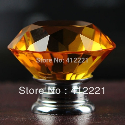 NEW - 10 X 30 mm Clear Amber Fashion Crystal diamond Drawer Pull Handle Zinc Alloy Base in Chrome