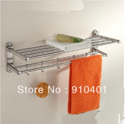 NEW Wholesale and retail Promotion Modern Brushed Nickel Wall Mounted Solid Brass Towel Rack Holder Towel Bar Hook