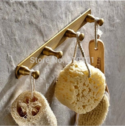 Wholesale And Promotion Modern Antique Brass Wall Mounted Bathroom Towel Hooks 4 Pegs Coat Hat Hangers
