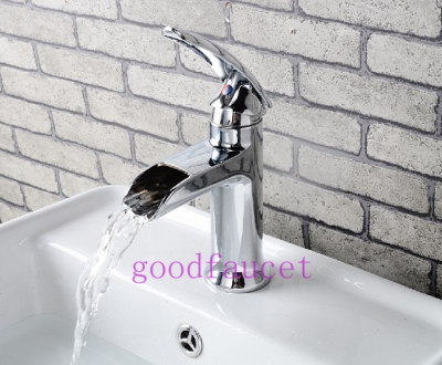 Wholesale And Retail Chrome Finish Solid Brass Bathroom Waterfall Basin Sink Mixer Tap Single Handle Faucet Tap