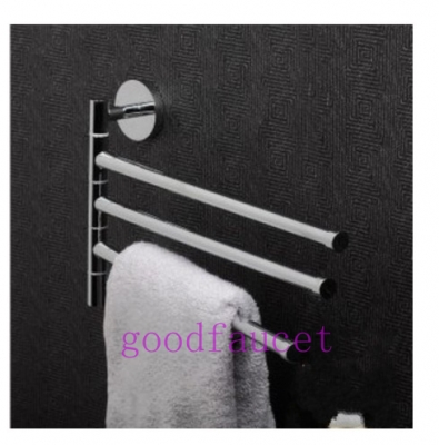 Wholesale And Retail NEW Promotion Polished Chrome Brass Bathroom Swivel Towel Bar Wall Mounted Towel Rack 3 Bars
