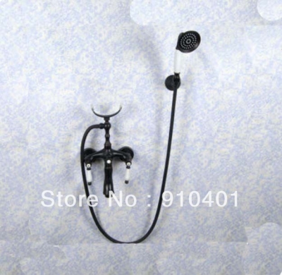 Wholesale And Retail Promotin Oil Rubbed Bronze Bathroom Clawfoot Tub Faucet Shower Mixer W/ Hand Shower Hook