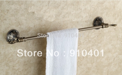 Wholesale And Retail Promotion Antique Bronze Wall Mounted Bathroom Towel Rack Flower Carved Single Bar Holder