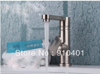 Wholesale And Retail Promotion Brushed Nickel Bathroom Basin Faucet Single Handle Sink Mixer Tap Swivel Spout