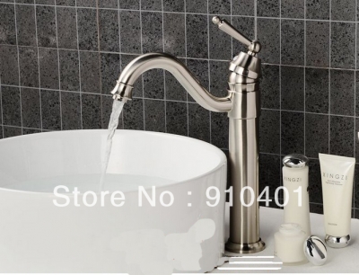 Wholesale And Retail Promotion Brushed Nickel Bathroom Basin Faucet Swivel Spout Tall Sink Mixer Tap One Handle