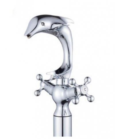 Wholesale And Retail Promotion Lovely Dolphin Chrome Brass Basin Faucet Hot&Cold Taps Sink mixer single handle
