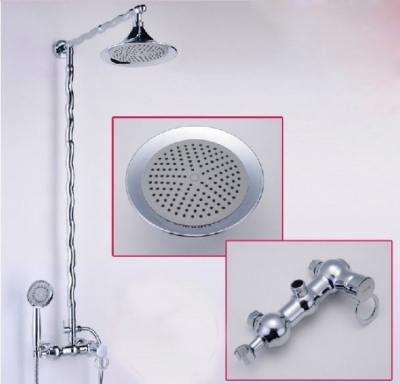 Wholesale And Retail Promotion Luxury Wall Mounted 8" Rain Shower Faucet Set Bamboo Bar Combo Mixer Tap Chrome